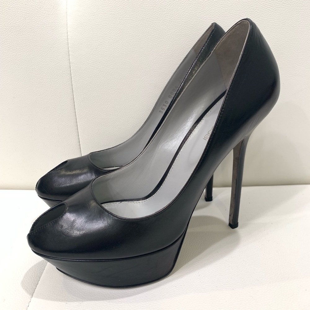 SERGIO ROSSI Leather Open Toe Pumps Sz 40 - Picture 3 of 8